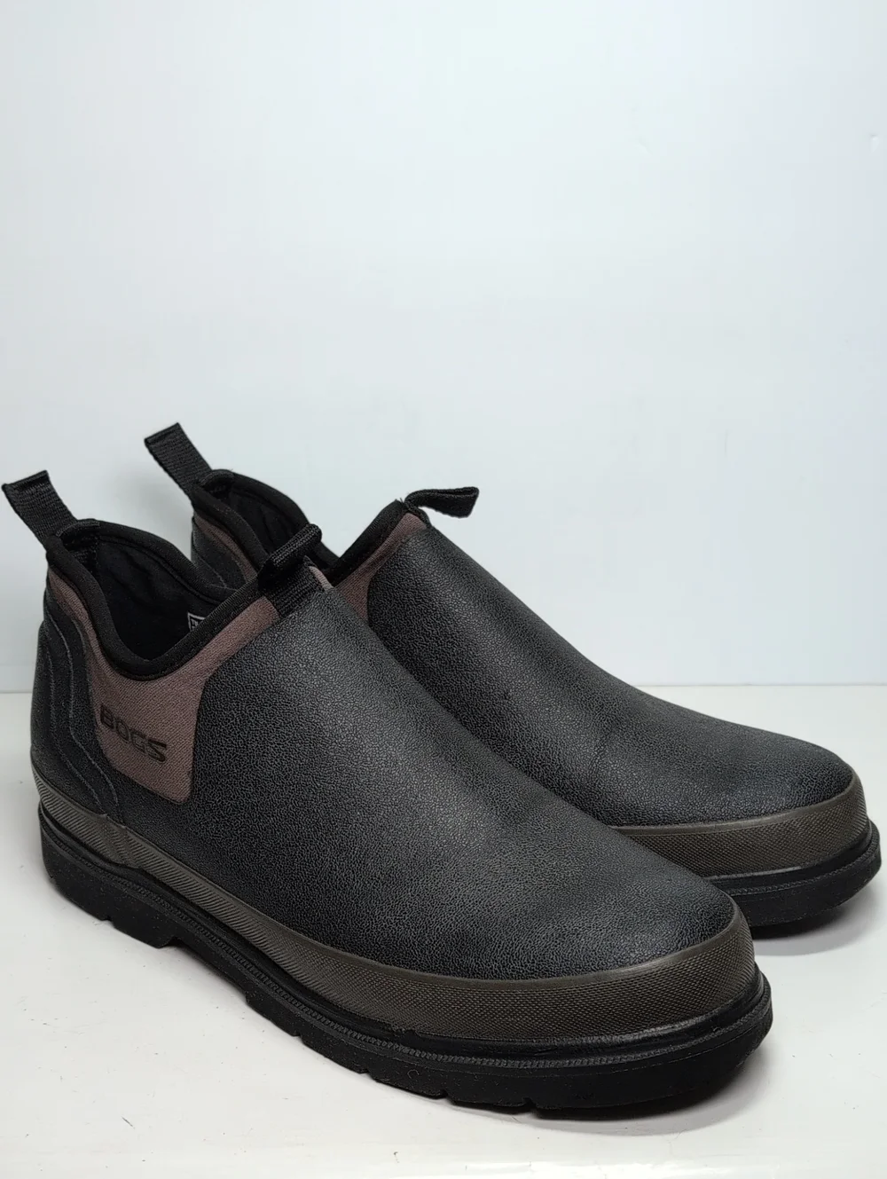 Bugs Tillamook Bay Romeo black waterproof rubber slip-on boots men size 11 EU 44